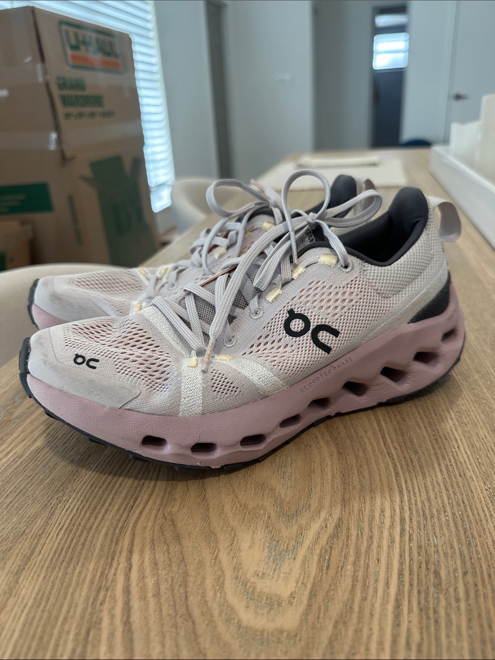 On Cloudsurfer Trail Running Women's Athletic Shoes in Light Pink and Black